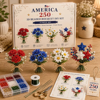 America 250 Patriotic Beaded Bouquet DIY Craft Kit