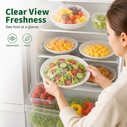 100 Stretch-On Food Covers for Plates, Bowls and Containers