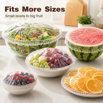 100 Stretch-On Food Covers for Plates, Bowls and Containers