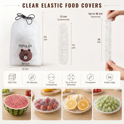 100 Stretch-On Food Covers for Plates, Bowls and Containers
