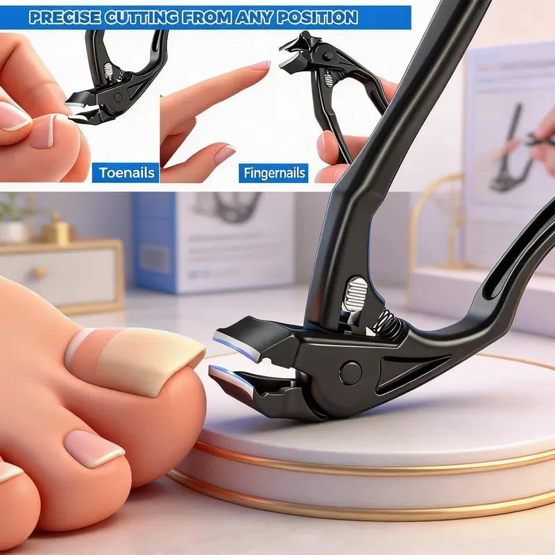 Ergonomic Black Curved Nail Clipper for Seniors and Easy Grip Use