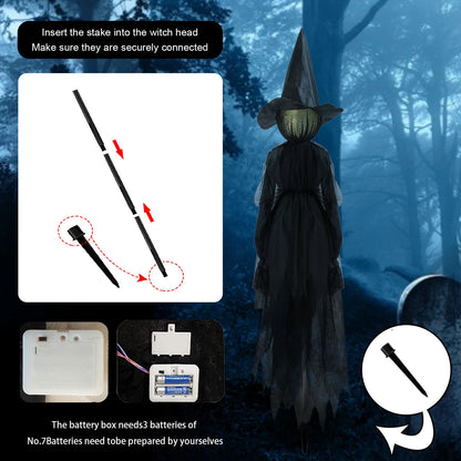 Three Sound-Activated Witches with Illuminated Joined Hands
