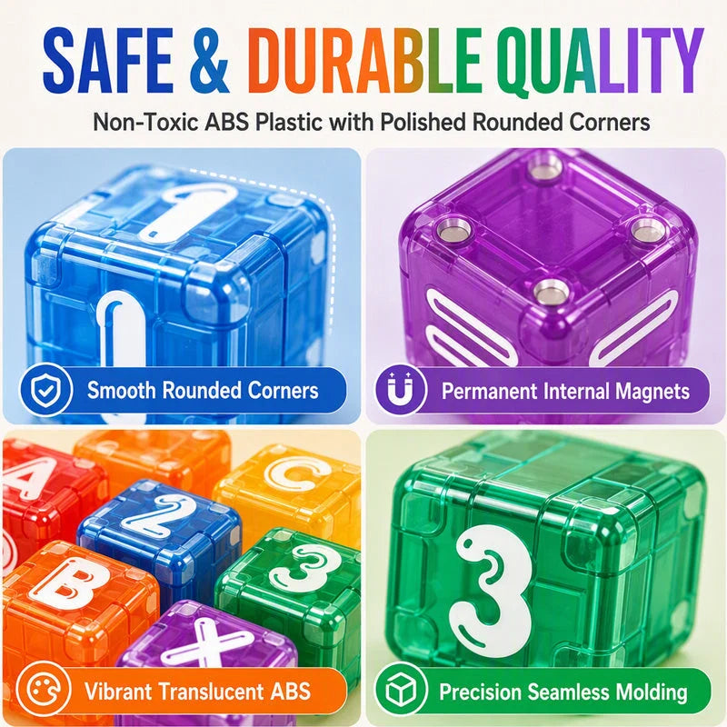 Magnetic Alphabet and Number Learning Cubes for Kids and Children