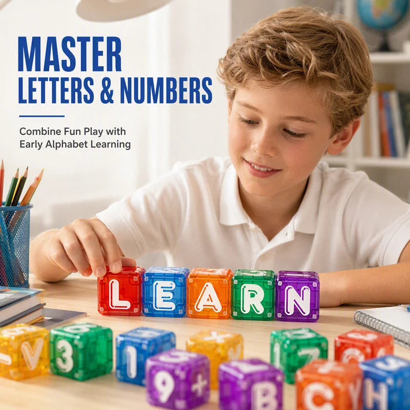 Magnetic Alphabet and Number Learning Cubes for Kids and Children