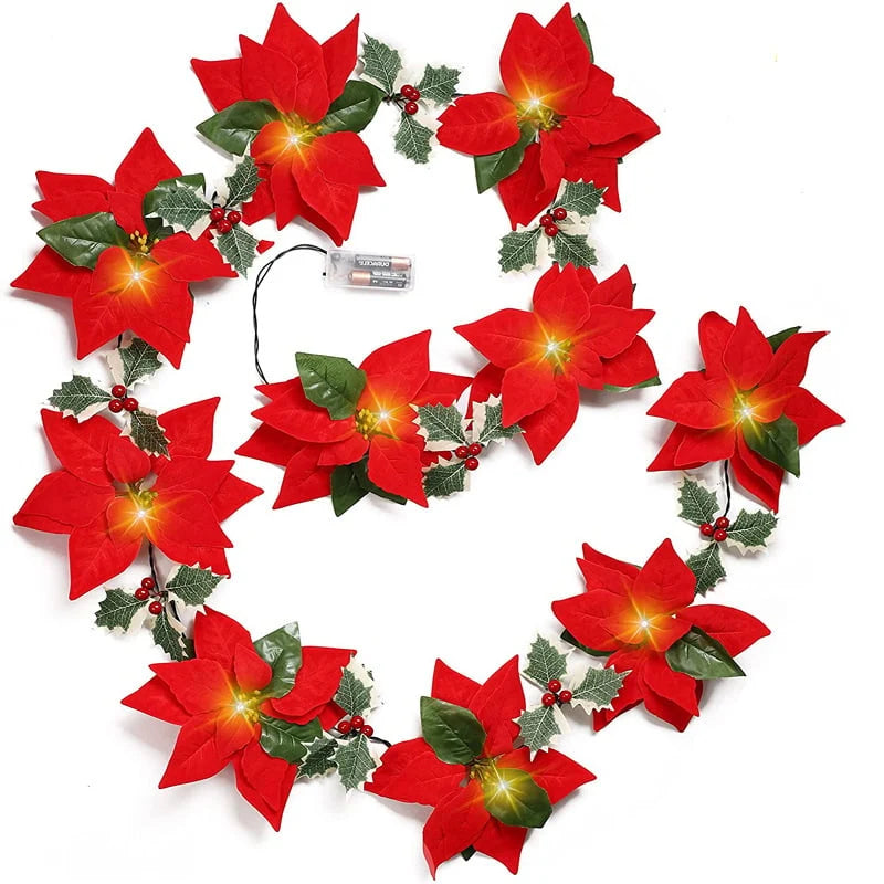 Decorative Gift Decor – Poinsettia LED Garland String