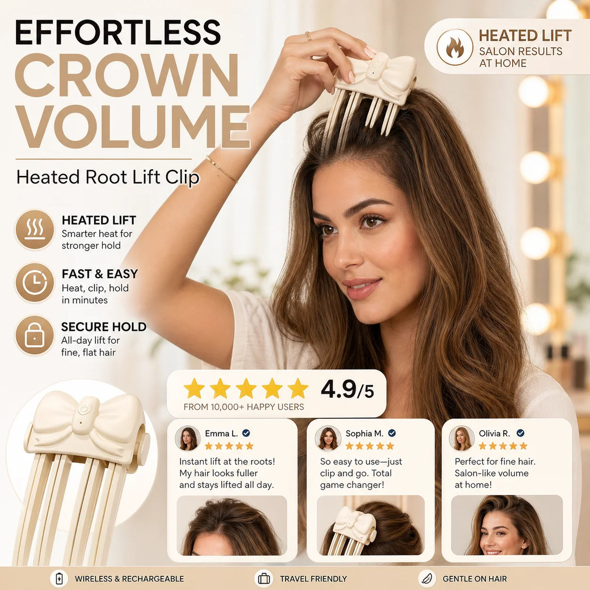 Workshop-Ready Wireless Heated Volumizing Root Lift Clip - Salon