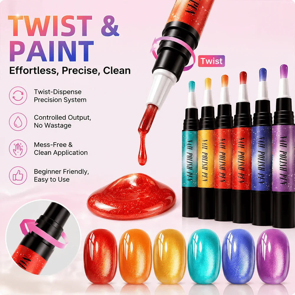 Purpose-Built 6PCS One-Step Gel Nail Art Pen Set – Salon Beauty at