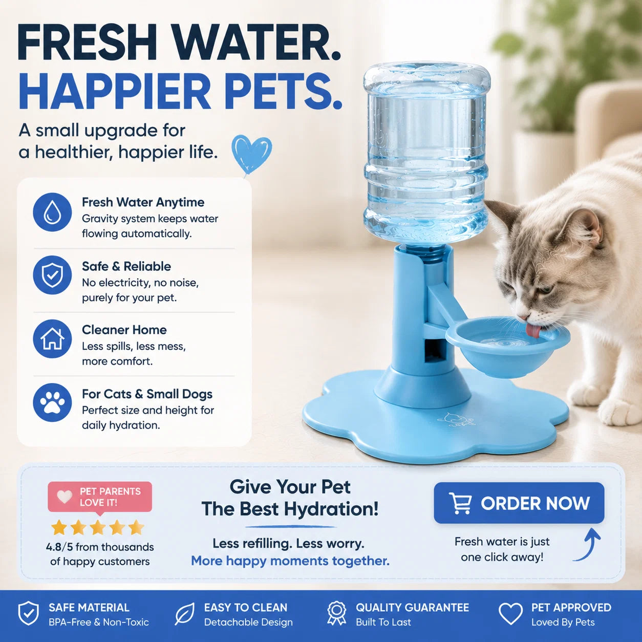 Pet-Friendly Automatic Pet Water Dispenser – Gravity Self Refilling