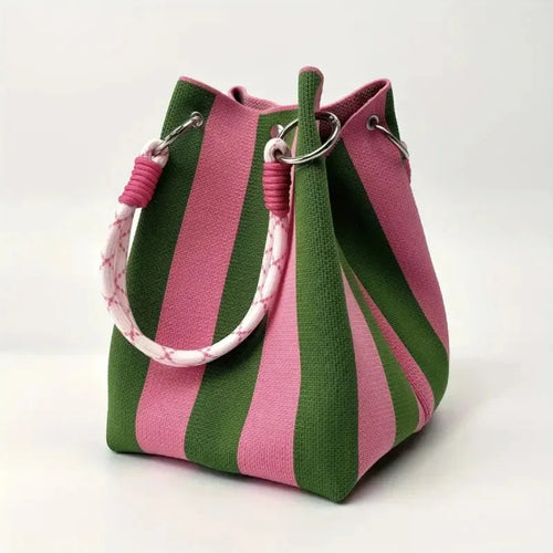 Space-Saving Boho Woven Polyester Bucket Bag for Organize – Boho Woven