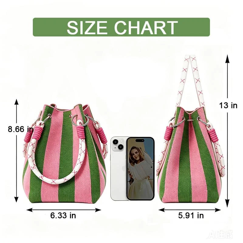 Space-Saving Boho Woven Polyester Bucket Bag for Organize – Boho Woven