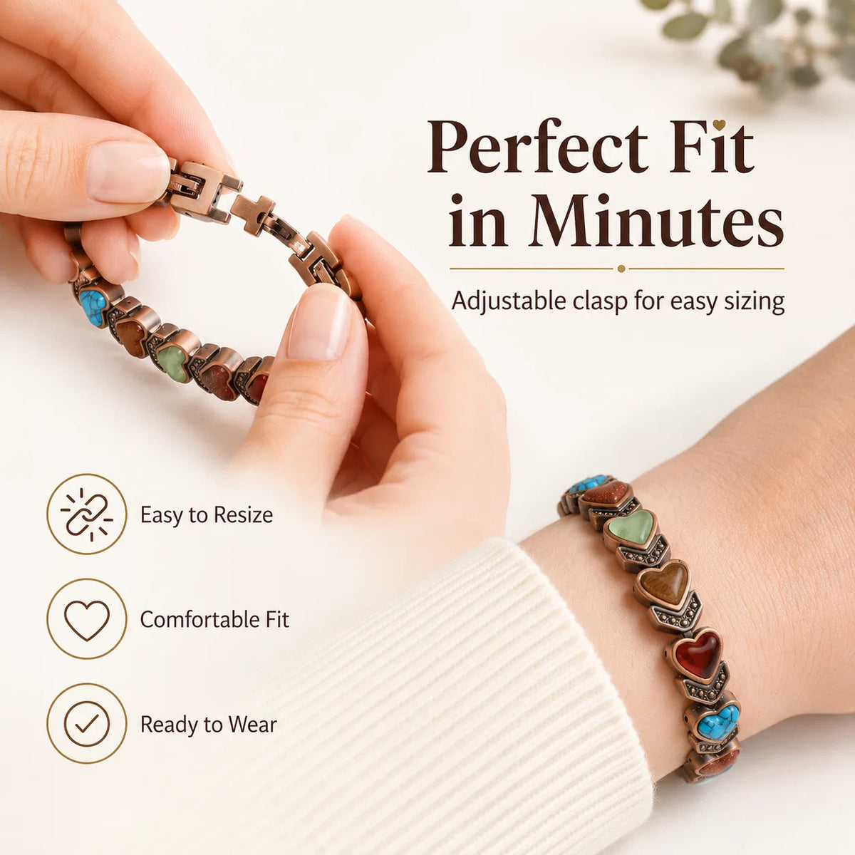 Distinctive Copper Bracelet for Women, Pure Copper Magnetic