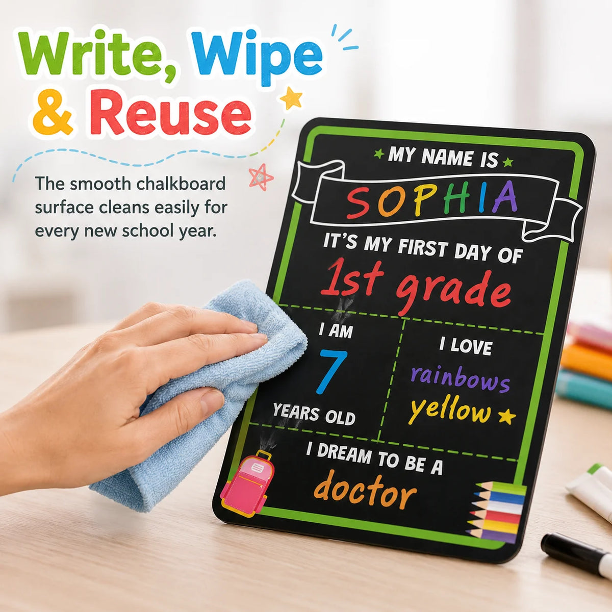 Reusable Two-Sided School Milestone Board for Photo Days