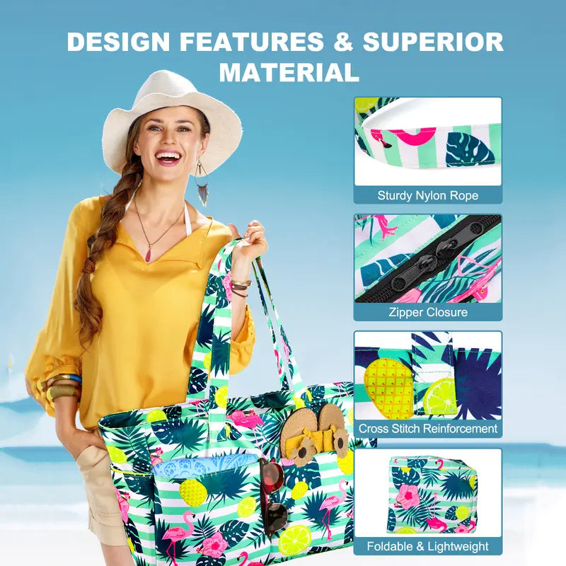 Space-Saving Dry & Wet Separated Beach Tote – Durable Spacious Travel