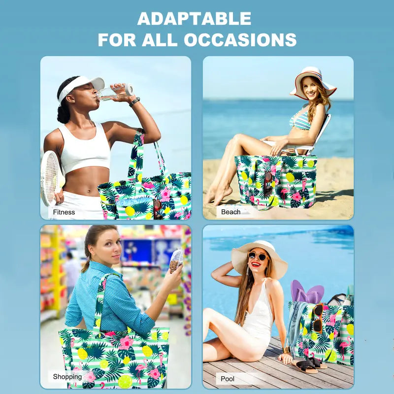 Space-Saving Dry & Wet Separated Beach Tote – Durable Spacious Travel