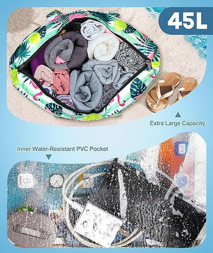 Space-Saving Dry & Wet Separated Beach Tote – Durable Spacious Travel