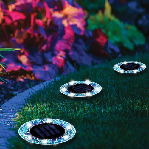 Elegant Solar Mosaic Disk Lights