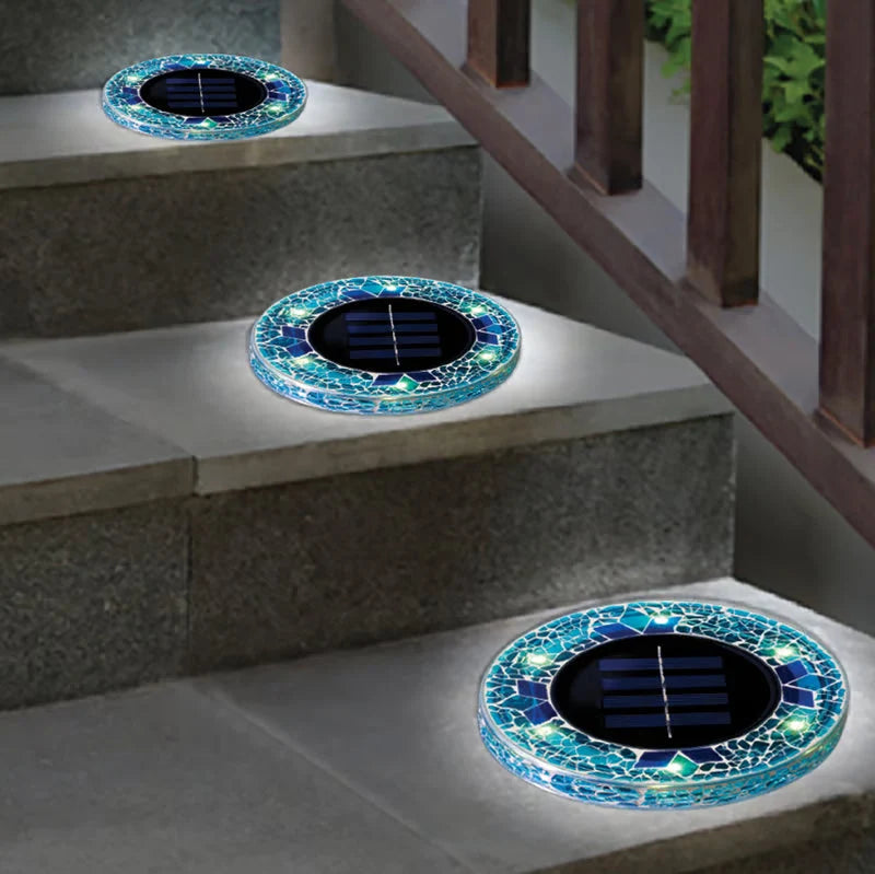 Elegant Solar Mosaic Disk Lights