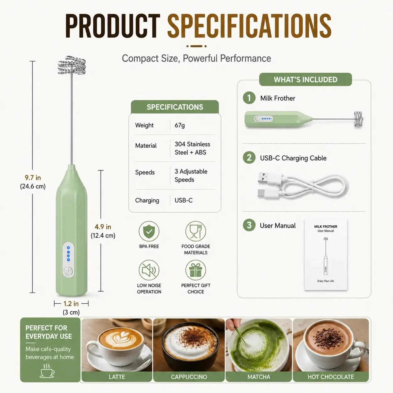 Purpose-Built Electric Milk Frother Handheld for Every – Electric Milk