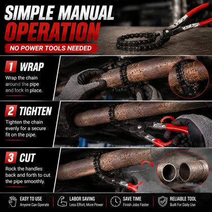Workshop-Ready Chain Exhaust Pipe Cutter – Spark- 360° Manual Tube