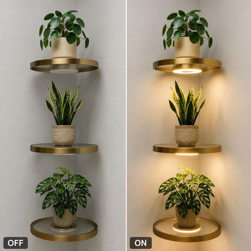 Wall-Mounted Display Ledge with Ambient Light and USB Port