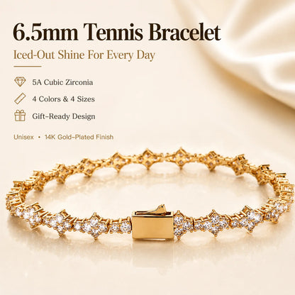 Distinctive Gold Tennis Bracelet 6.5mm – CZ Clover Design