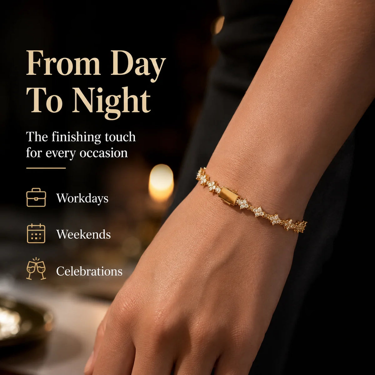 Distinctive Gold Tennis Bracelet 6.5mm – CZ Clover Design