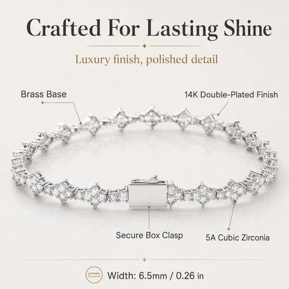 Distinctive Gold Tennis Bracelet 6.5mm – CZ Clover Design