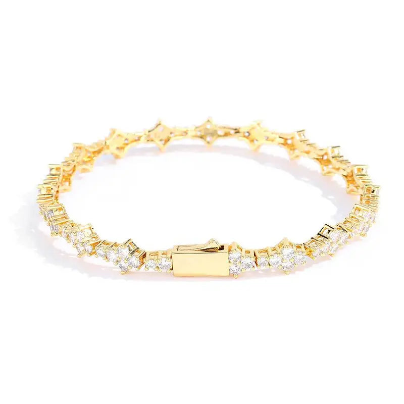 Distinctive Gold Tennis Bracelet 6.5mm – CZ Clover Design