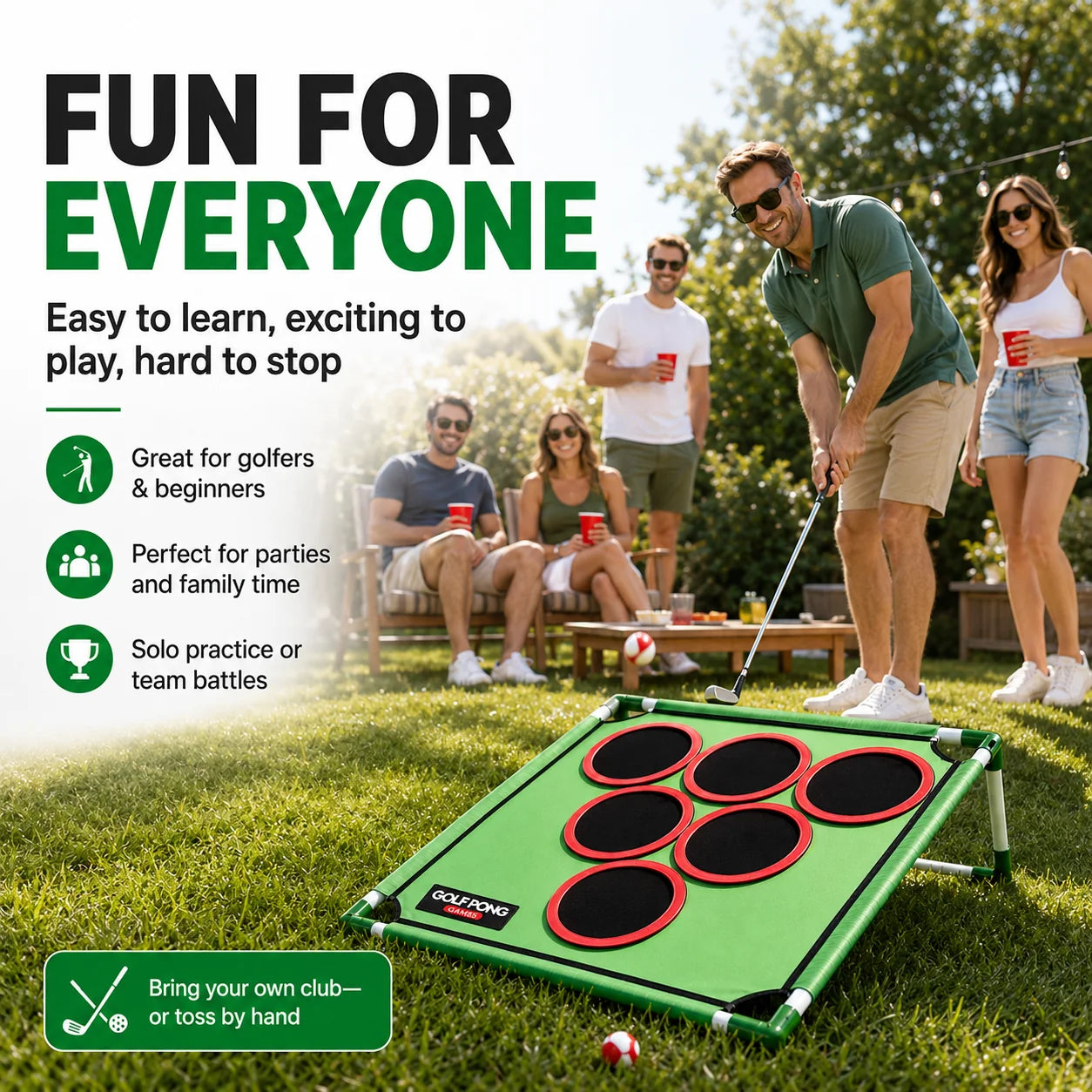 Hands-On Golf Pong Game Set – 20 Balls, Mat & Case