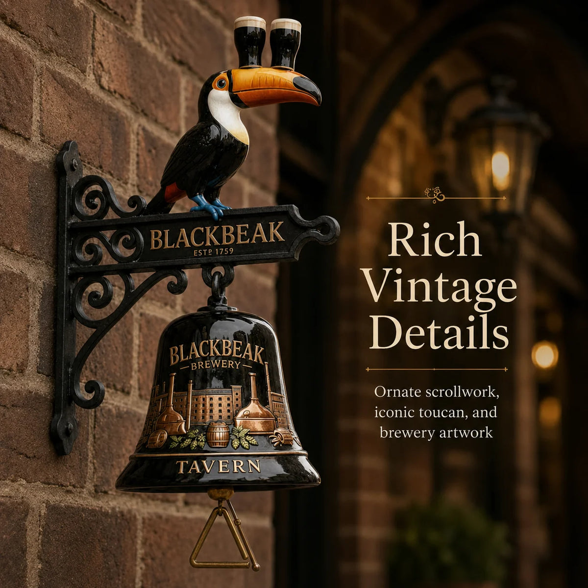 Purpose-Built Vintage Celtic Toucan Cast Iron Wall Bell – Classic