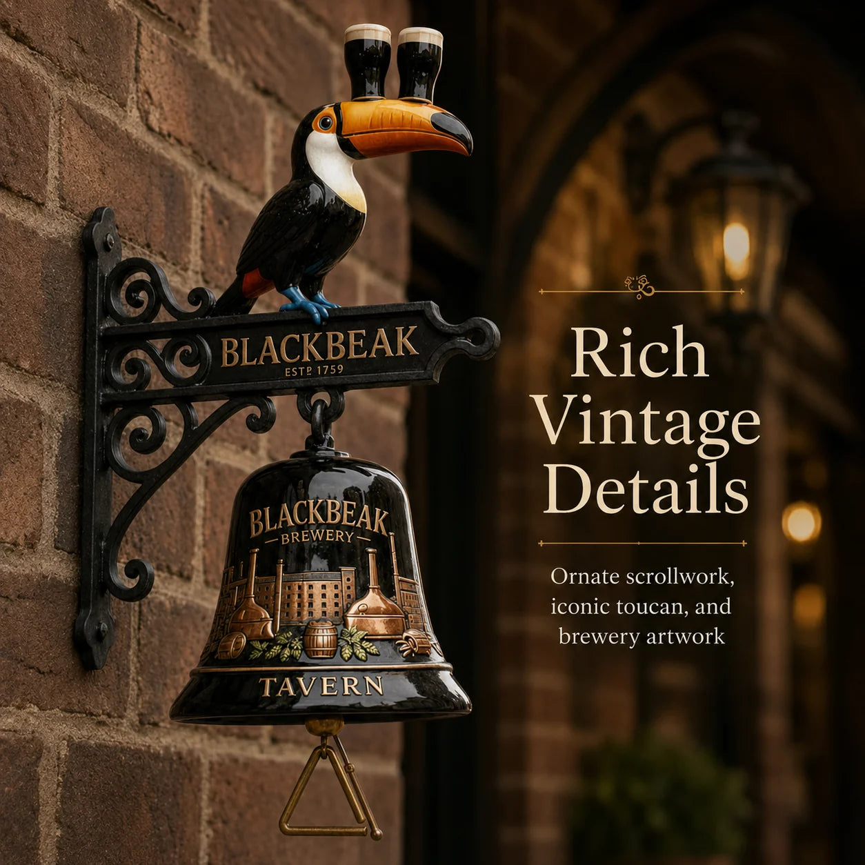 Purpose-Built Vintage Celtic Toucan Cast Iron Wall Bell – Classic