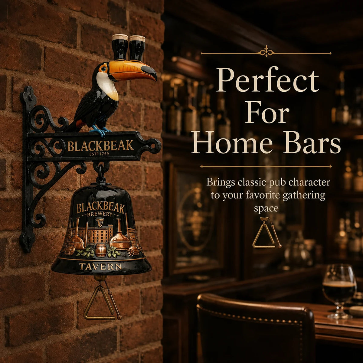 Purpose-Built Vintage Celtic Toucan Cast Iron Wall Bell – Classic