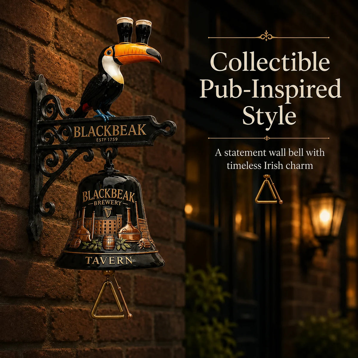 Purpose-Built Vintage Celtic Toucan Cast Iron Wall Bell – Classic