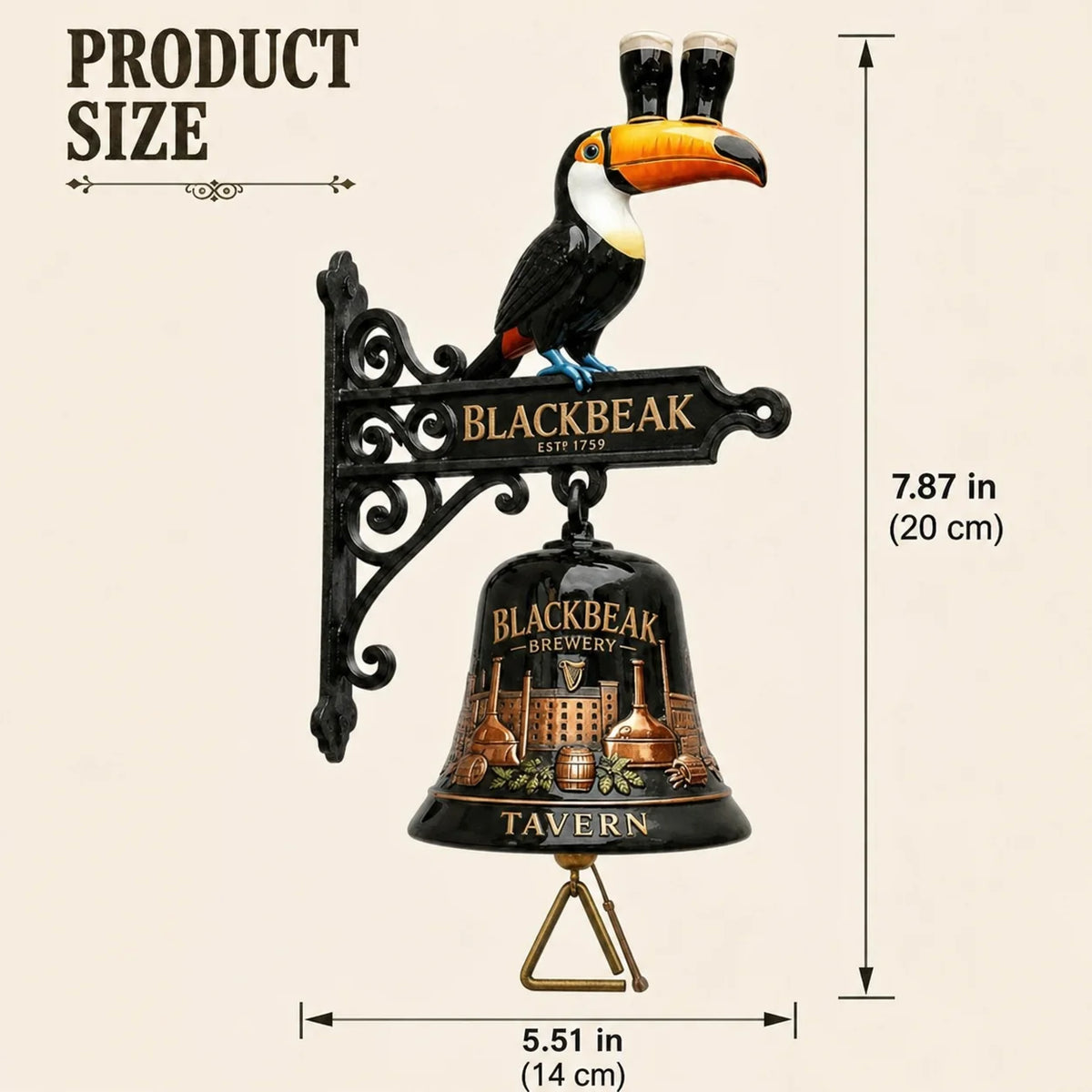 Purpose-Built Vintage Celtic Toucan Cast Iron Wall Bell – Classic