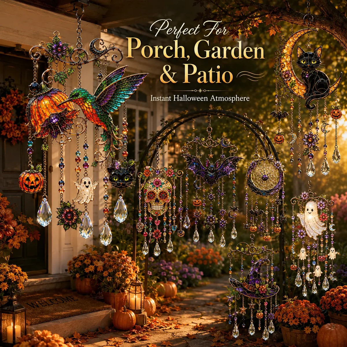 Outdoor Crystal Wind Chime – Colorful Acrylic Hanging Garden