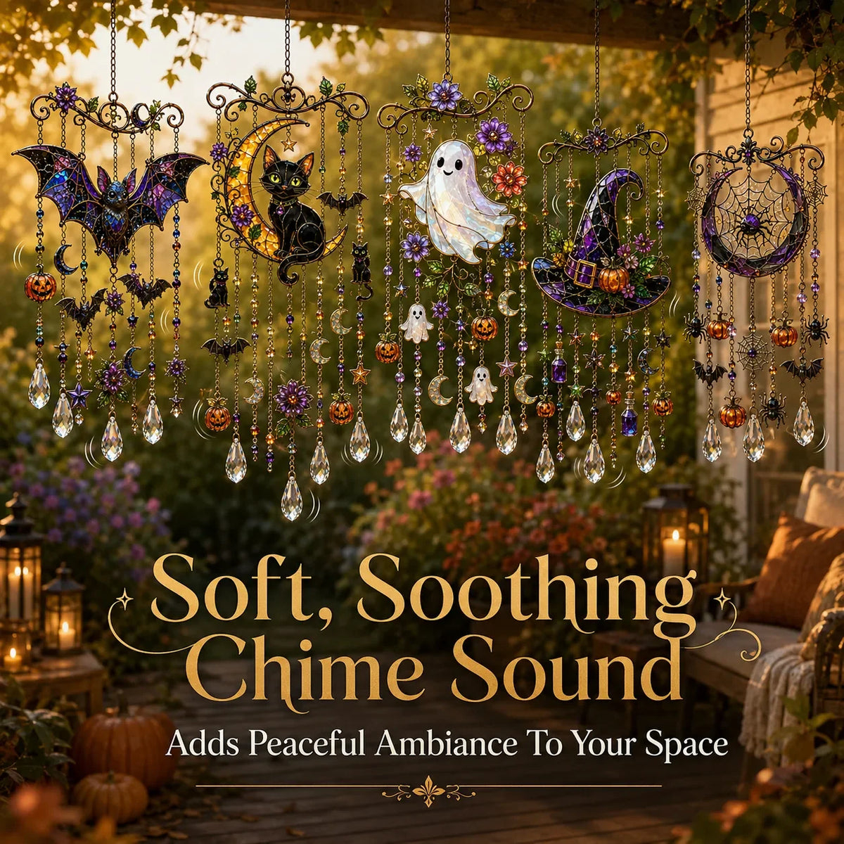 Outdoor Crystal Wind Chime – Colorful Acrylic Hanging Garden
