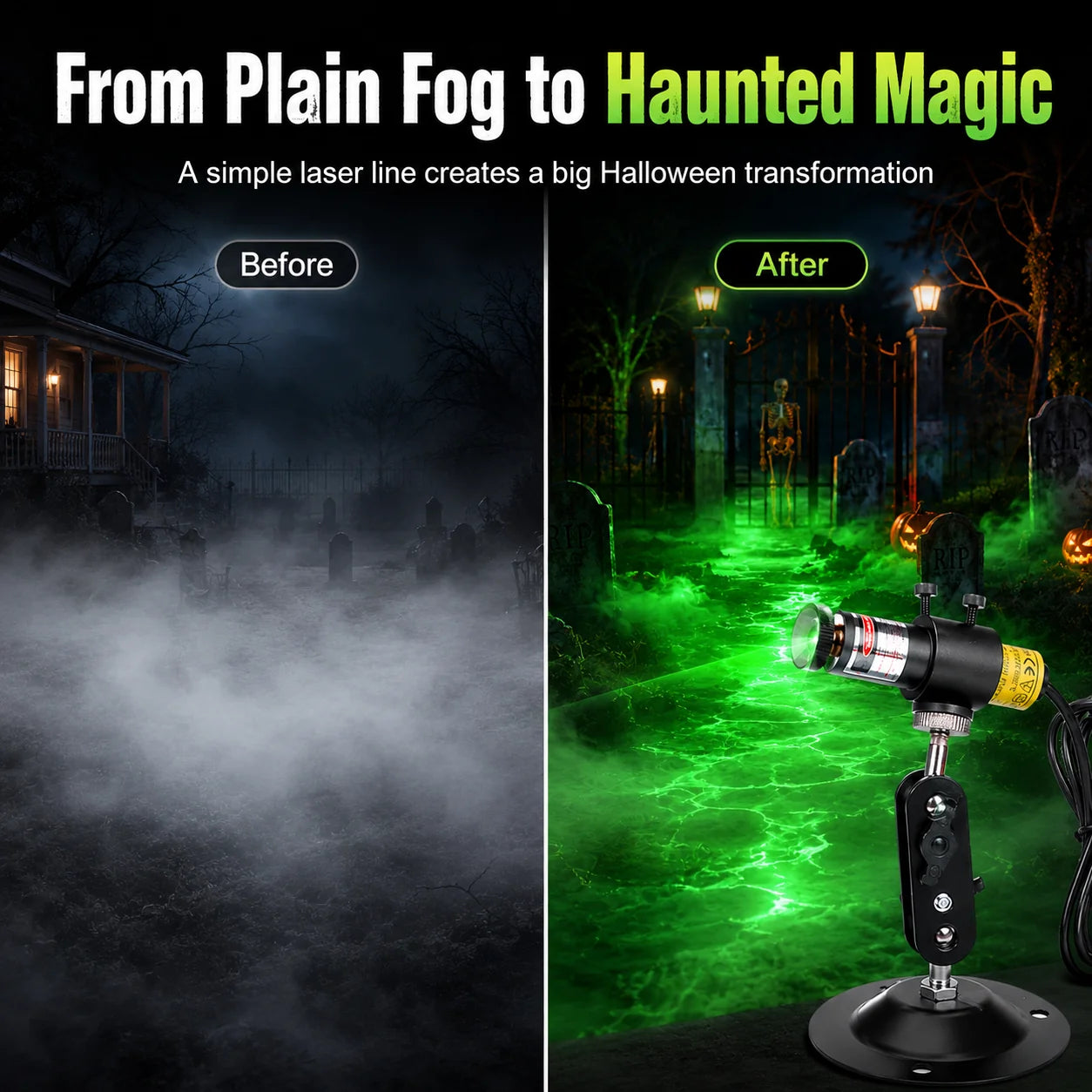 Decorative Green Laser Fog Projector for Swamp