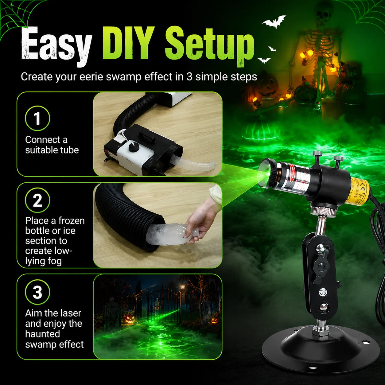 Decorative Green Laser Fog Projector for Swamp