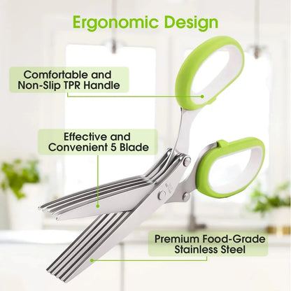 Practical Herb Scissors 5 Blade Kitchen Shears, Multip – Herb Scissors
