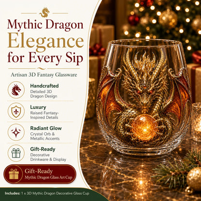 Purpose-Built 3D Mythic Dragon Glass Art Cup – Luxury Raised Fantasy