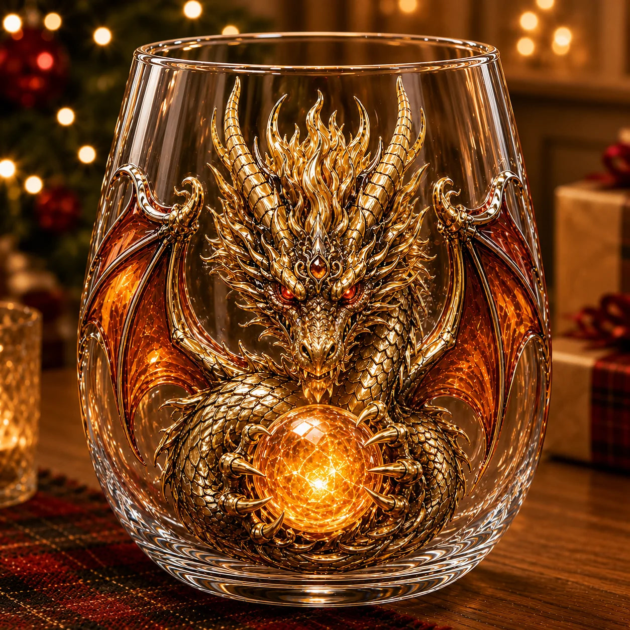 Purpose-Built 3D Mythic Dragon Glass Art Cup – Luxury Raised Fantasy