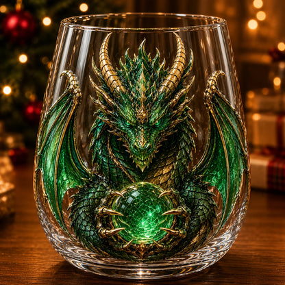 Purpose-Built 3D Mythic Dragon Glass Art Cup – Luxury Raised Fantasy