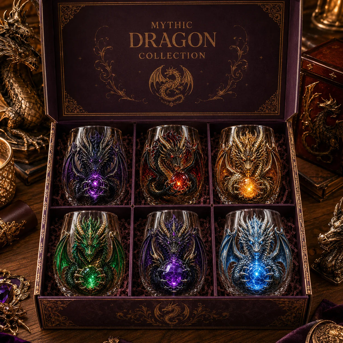 Purpose-Built 3D Mythic Dragon Glass Art Cup – Luxury Raised Fantasy