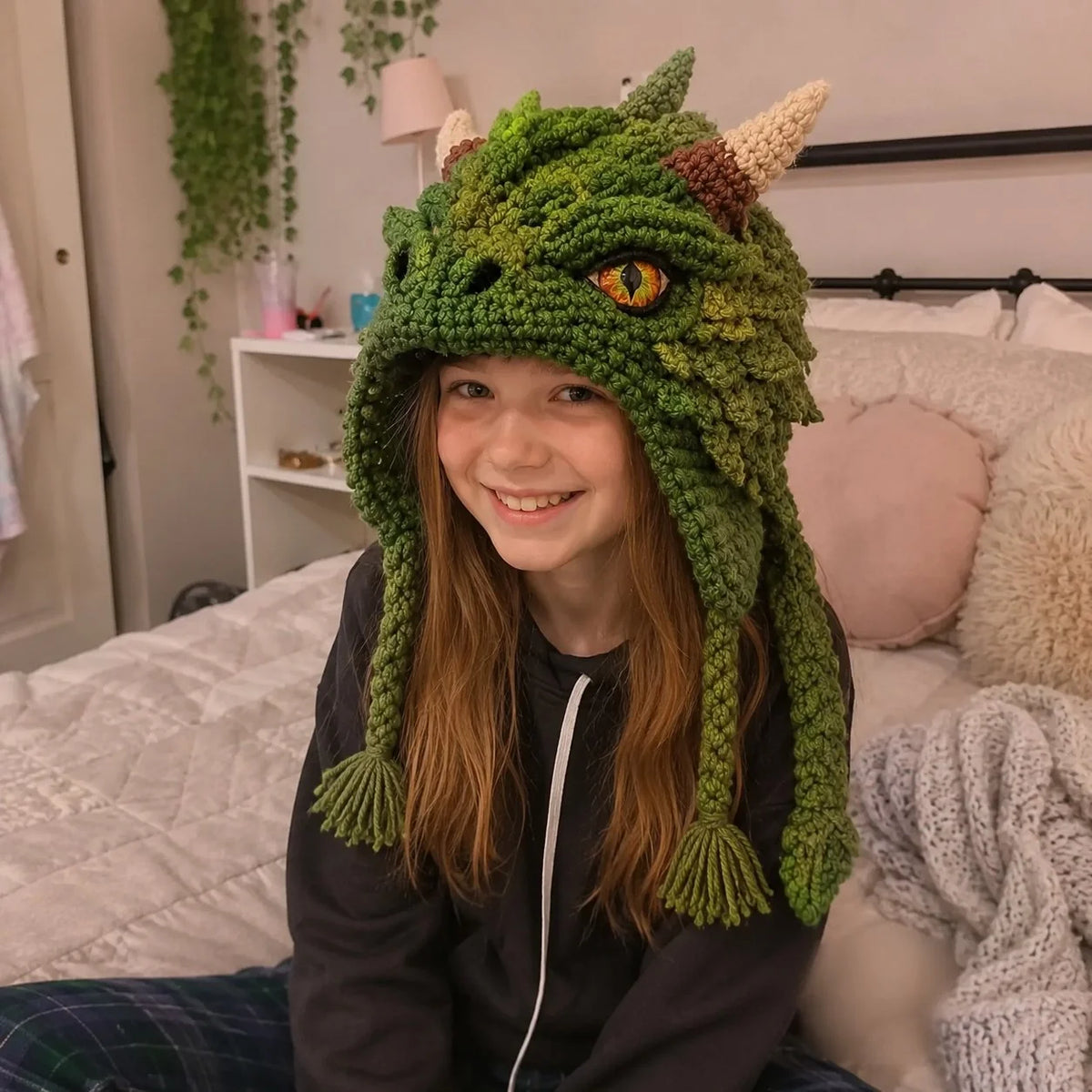 Make-Your-Own Crochet Dragon Hood for Fantasy Costumes