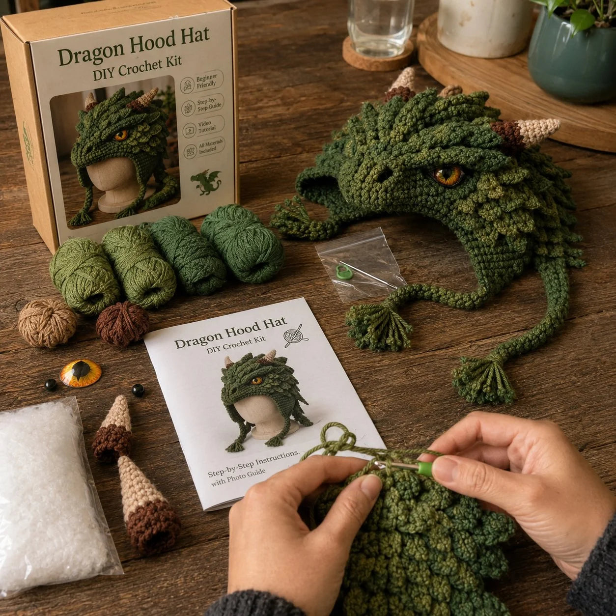 Make-Your-Own Crochet Dragon Hood for Fantasy Costumes