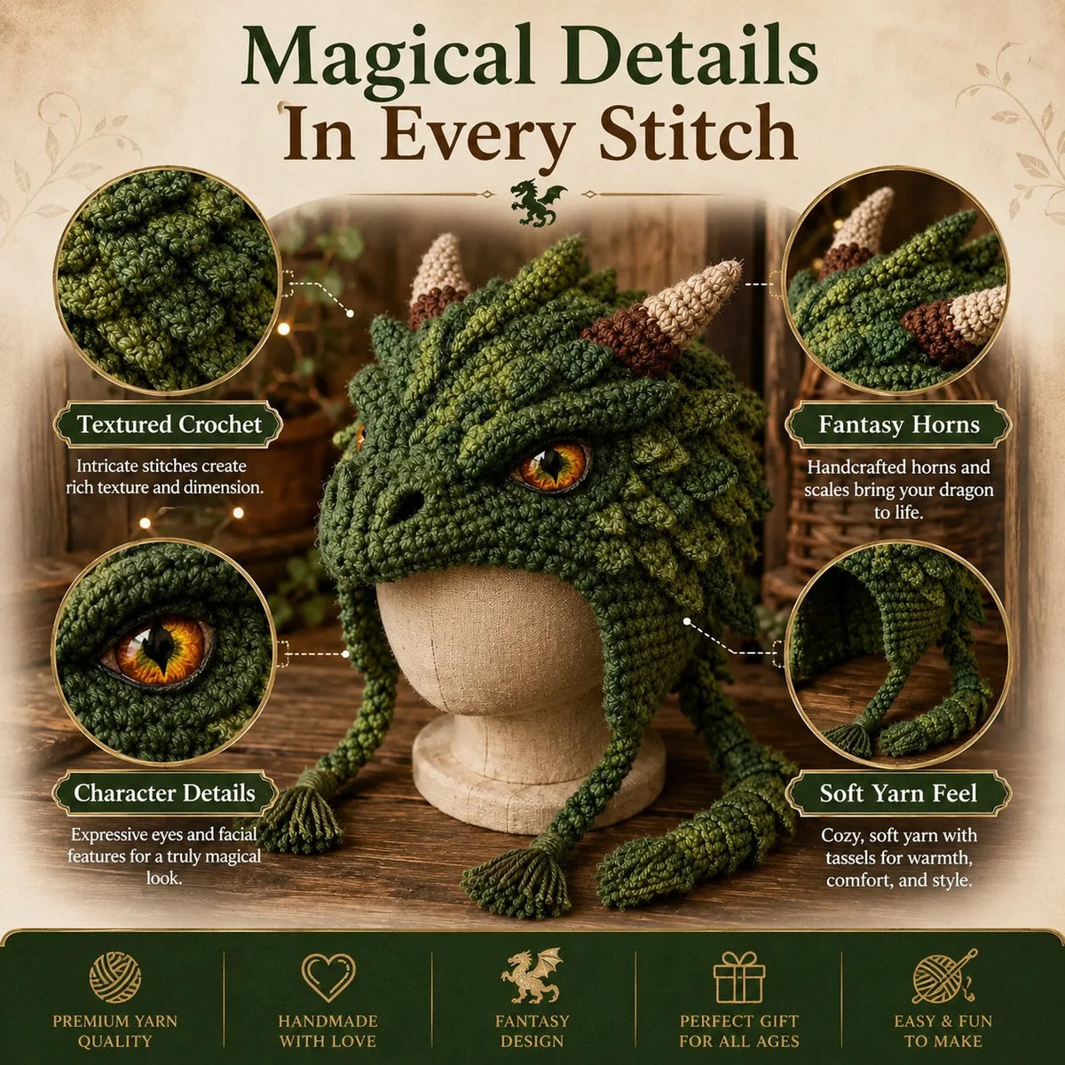 Make-Your-Own Crochet Dragon Hood for Fantasy Costumes