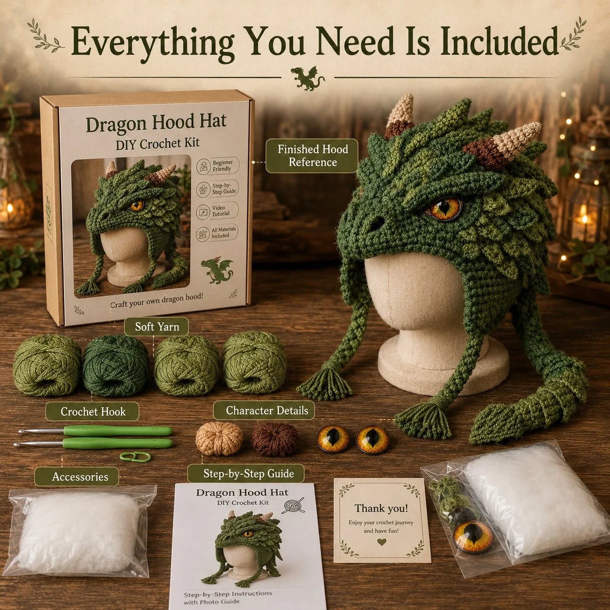 Make-Your-Own Crochet Dragon Hood for Fantasy Costumes
