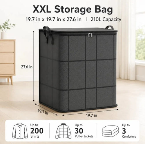 Large Zippered Moving and Storage Bin for Bedding and Sweaters