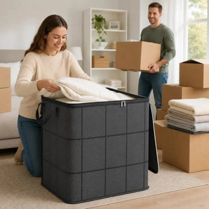 Large Zippered Moving and Storage Bin for Bedding and Sweaters