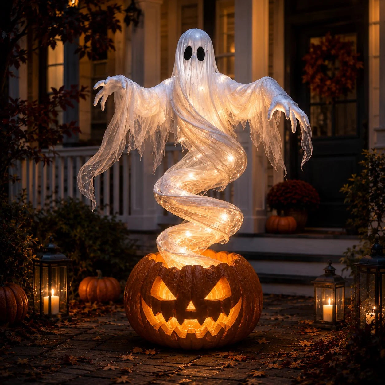 Decorative wirling Ghost Pumpkin Yard Lamp for Focuse – Swirling Ghost